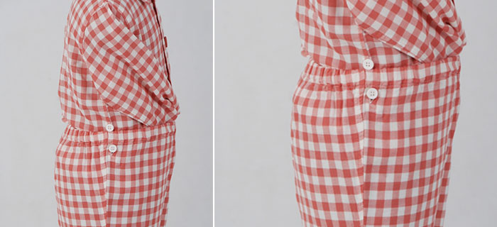 劉潭服裝設(shè)計的側(cè)腰高低扣