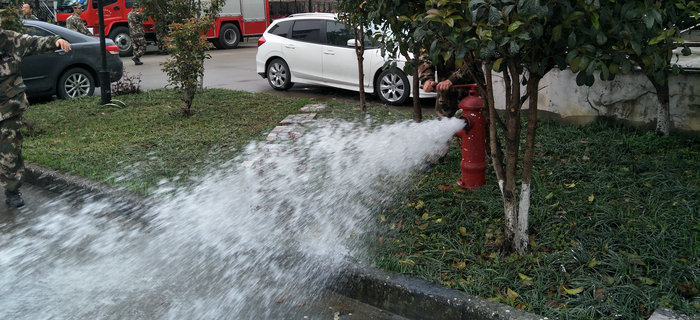 劉潭服裝：無錫北塘劉潭中隊(duì)和興源路中隊(duì)來我司消防演練