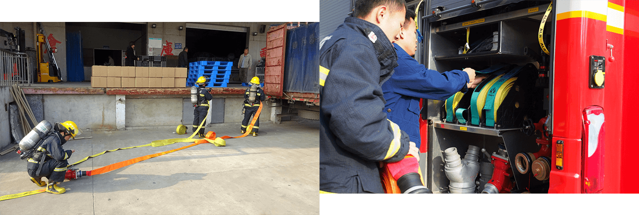 消防大隊到劉潭服裝廠進行消防演練