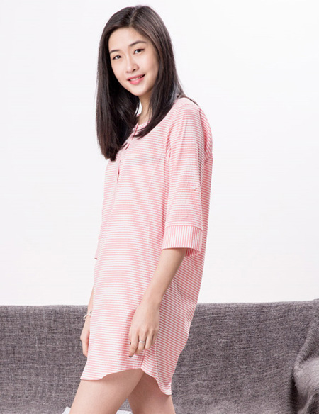 針織條紋睡袍