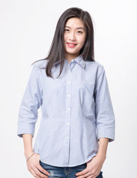 全棉條紋七分袖襯衫