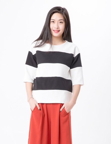 條紋寬松針織衫