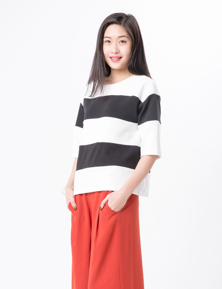 條紋寬松針織衫