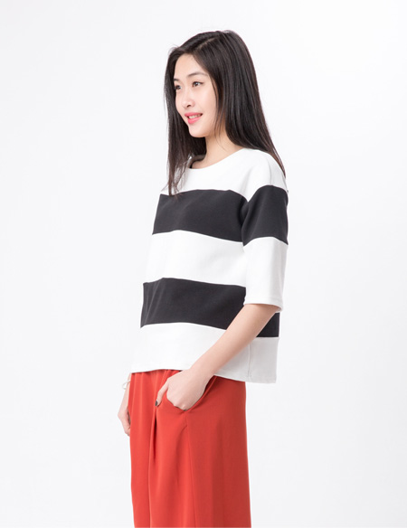 條紋寬松針織衫