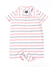 短袖條紋爬爬裝