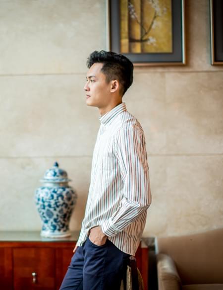 男式條紋長袖襯衫