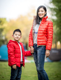 親子帶帽棉外套