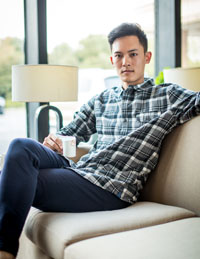 男士黑白格子襯衫