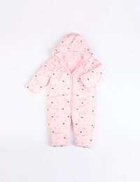 帶帽愛心印花棉爬