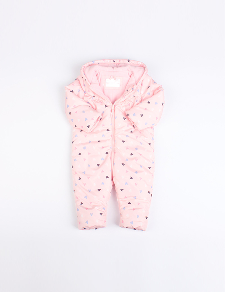 帶帽愛心印花棉爬