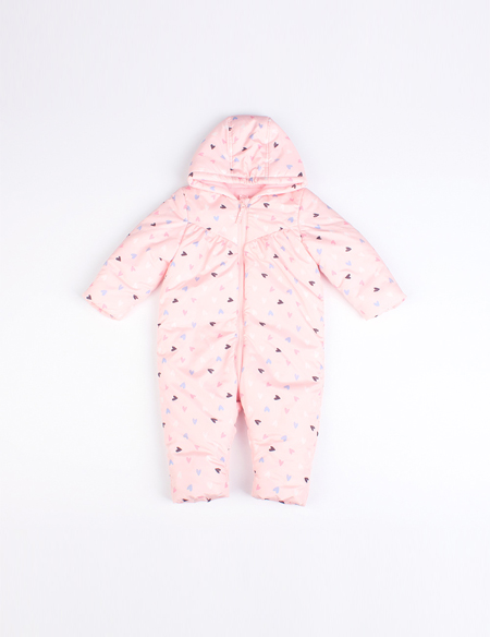 帶帽愛心印花棉爬