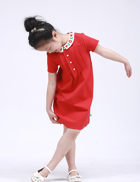 繡花領(lǐng)針織連衣裙