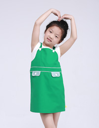 全棉撞色嵌條背帶裙