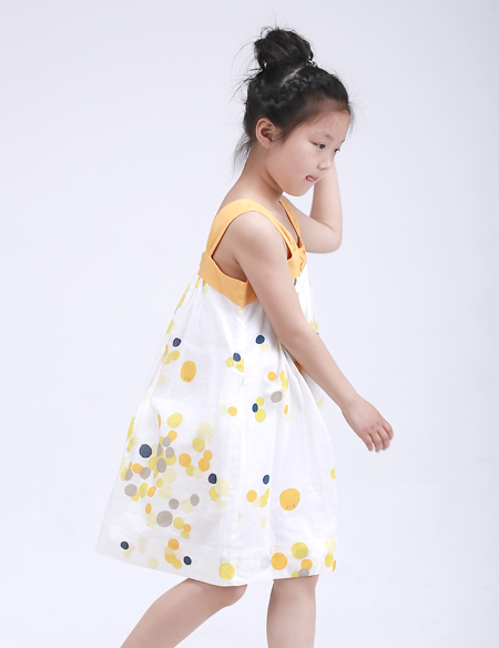 女童全棉印花肩帶裙