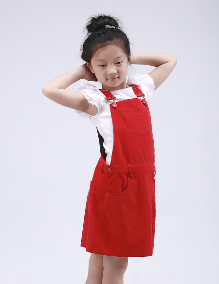 女童全棉背帶裙