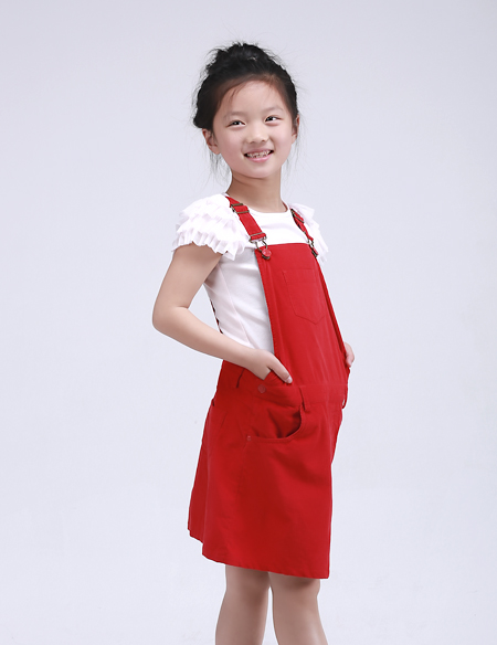 女童全棉背帶裙