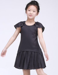 花瓣袖全棉連衣裙