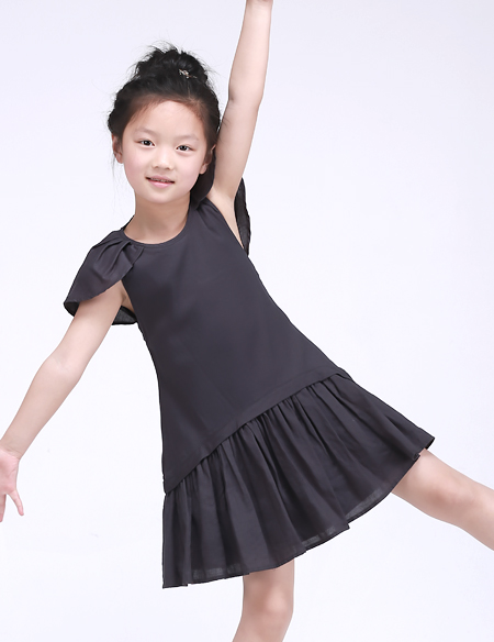 花瓣袖全棉連衣裙