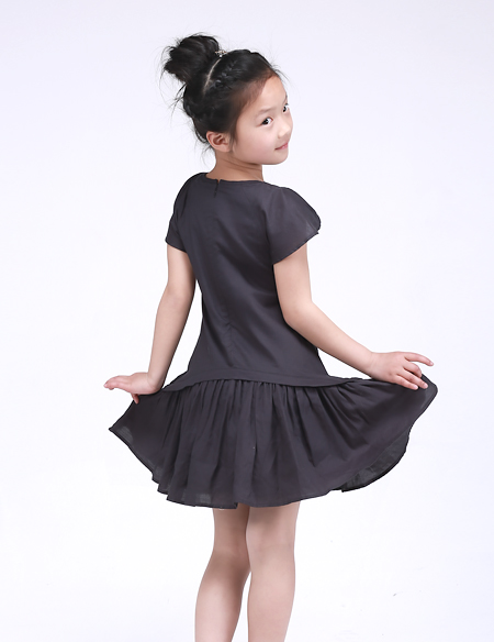 花瓣袖全棉連衣裙