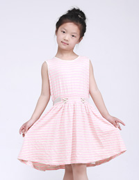 全棉條紋針織連衣裙