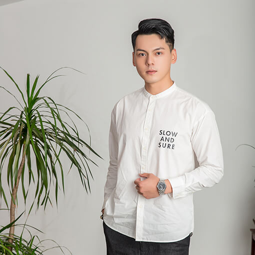 男士休閑白色襯衫