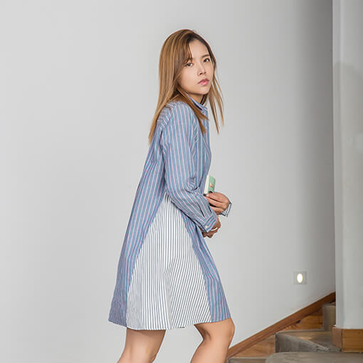 女士休閑拼接襯衫