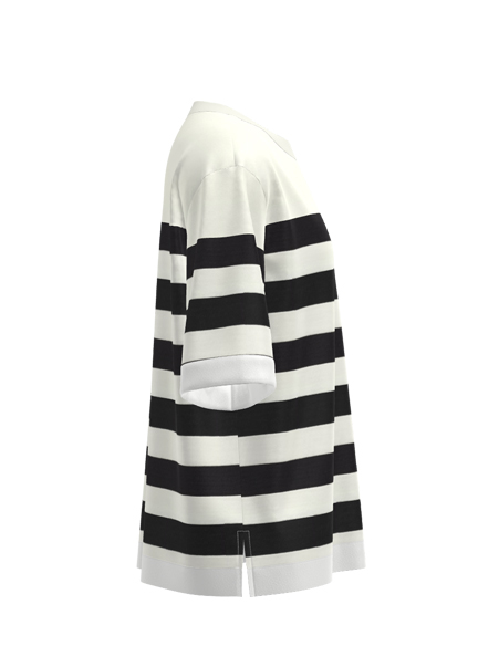 錯位條紋拼接T恤