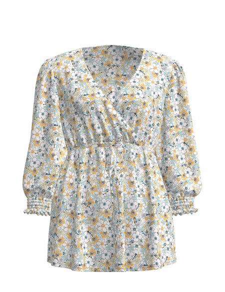 女士印花V領(lǐng)人棉T恤