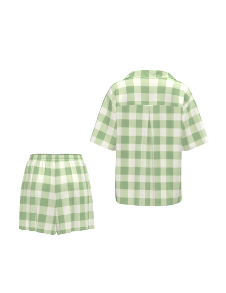 女款梭織短袖家居服套裝