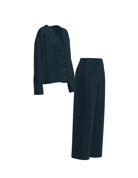 秋冬女士帶紐扣家居服