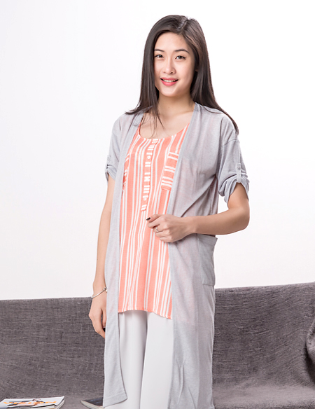 色織條紋居家背心